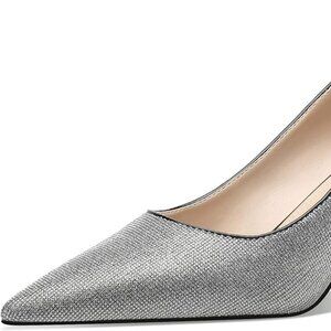 Classy Cosy Fever Black and Silver Heels, size 7.5